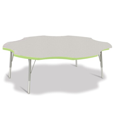 Jonti-Craft Berries Six Leaf Activity Table, 60 in., E-height, Freckled Gray/Key Lime/Gray 6458JCE130